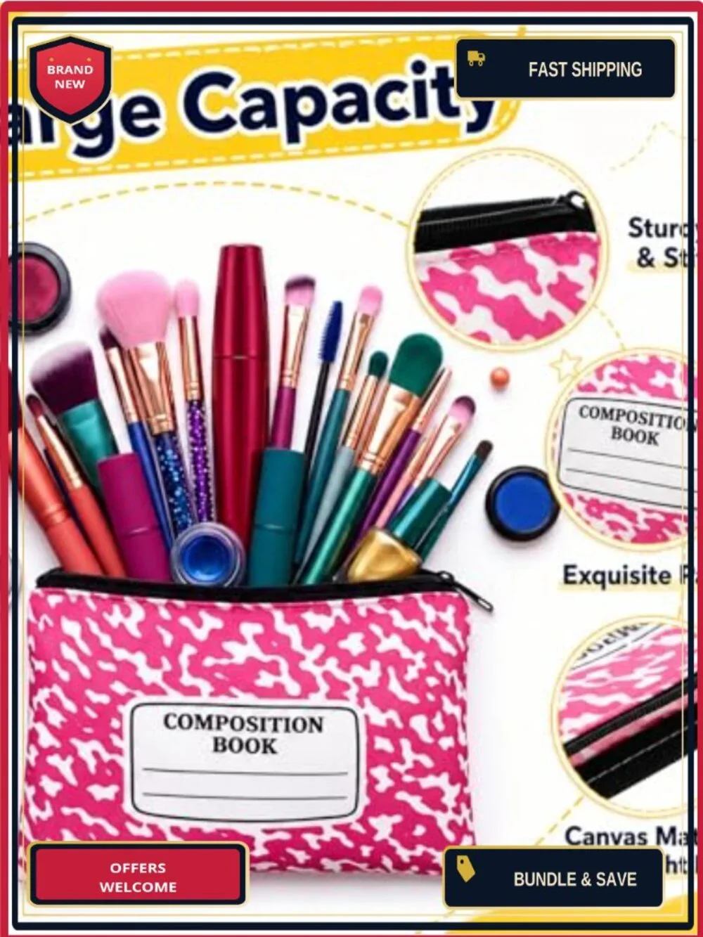24 Canvas Cosmetic Bags Makeup Pouch School Teacher Gift Travel Organizer